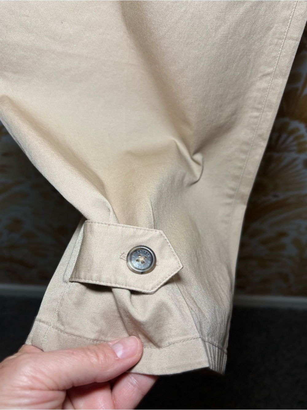 Lauren Ralph Lauren Khaki Paperbag Pants | Belted Tapered Ankle Trouser - Picture 9 of 12